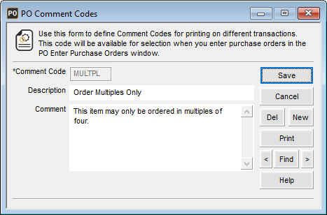 Setting Up Frequently-Used Comments (Comment Codes)